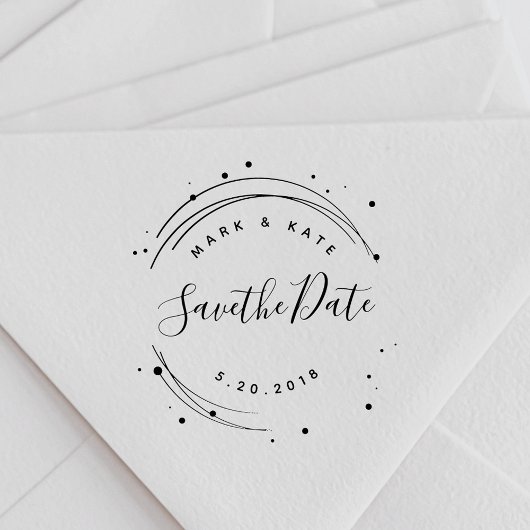 Moderne Circulaire Custom Save the Date Wedding Rubberstempel