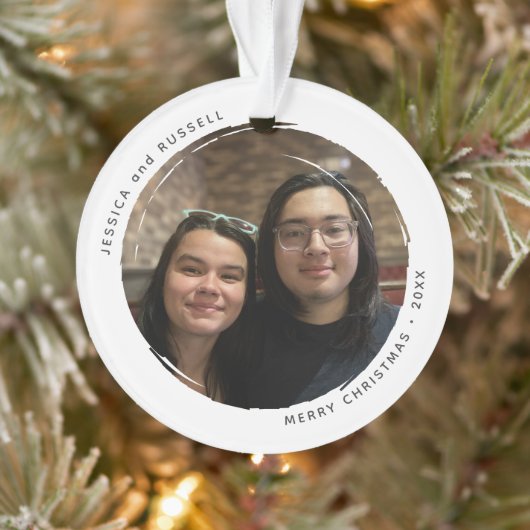 Moderne Circulaire Grunge 2 Foto's Acryl Ornament (Boom)