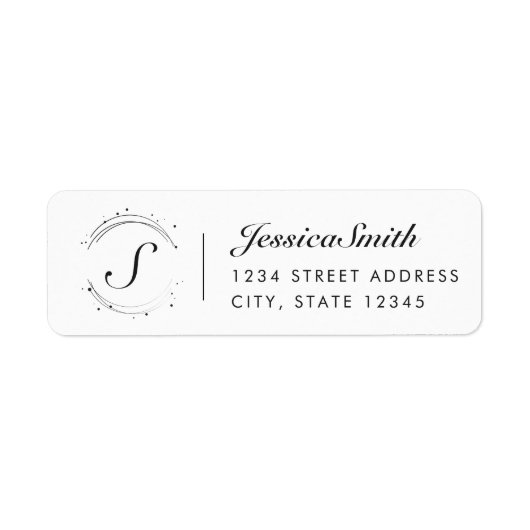 Moderne Circular Monogram Aangepast adres Etiket (Voorkant)