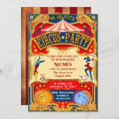 Moderne Circus Carnival Festival Birthday Kaart (Voorkant / Achterkant)