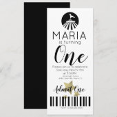 Moderne Circus First Birthday Ticket Party Kaart (Voorkant / Achterkant)