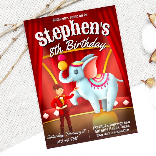 Moderne Circus Verjaardag Kaart