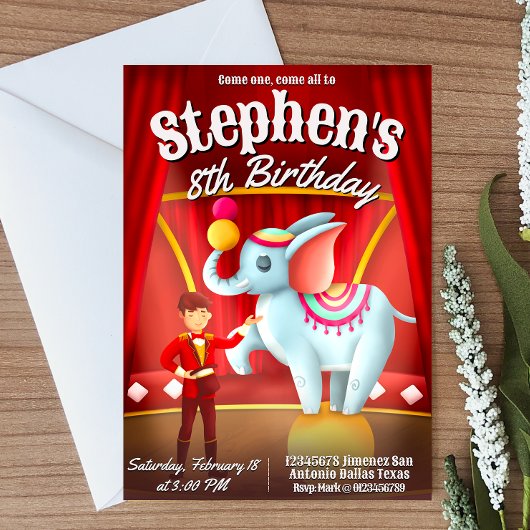 Moderne Circus Verjaardag Kaart