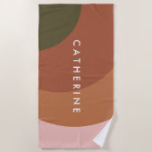 Moderne Cirkel Aarde Tonen Geometrisch Minimalisti Strandlaken (Voorkant)