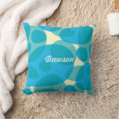 Moderne cirkel Abstract Aqua Blue en Yellow Pillow Kussen (Deken)