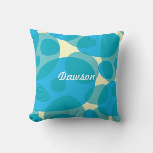 Moderne cirkel Abstract Aqua Blue en Yellow Pillow Kussen (Voorkant)