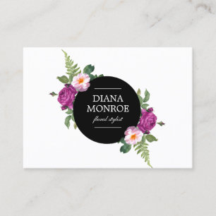 Moderne Cirkel Bloemenkrans Wit Groot Visitekaartje