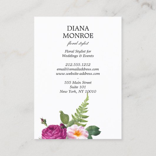 Moderne Cirkel Bloemenkrans Wit Groot Visitekaartje (Achterkant)