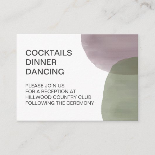 Moderne Cirkel Bruiloftsreceptie Enclosurekaart Informatiekaartje (Voorkant)