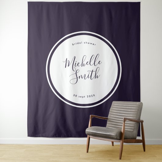 Moderne Cirkel Eenvoudige Boho Paarse Bruiloft Fee Wandkleed (In situ)