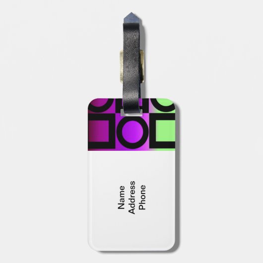 Moderne cirkel en vierkant ontwerp bagagelabel (Achterkant verticaal)