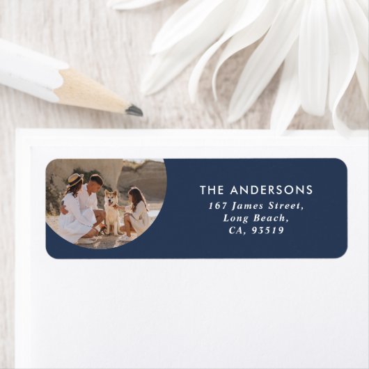 Moderne cirkel foto eenvoudige typografie Kerstmis Etiket (Insitu)