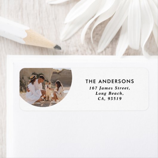 Moderne cirkel foto eenvoudige typografie Kerstmis Etiket (Insitu)