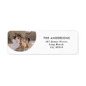 Moderne cirkel foto eenvoudige typografie Kerstmis Etiket (Voorkant)