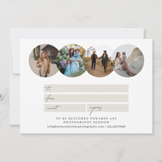Moderne Cirkel Foto's Fotografie Cadeaubon (Achterkant)