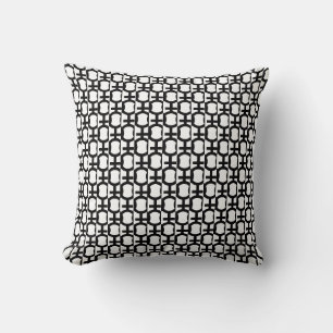 Moderne cirkel geometrisch patroon in zwart en wit kussen