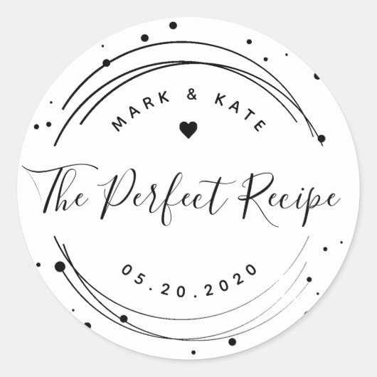 Moderne cirkel Het perfecte recept Trouwgunst Ronde Sticker (Voorkant)