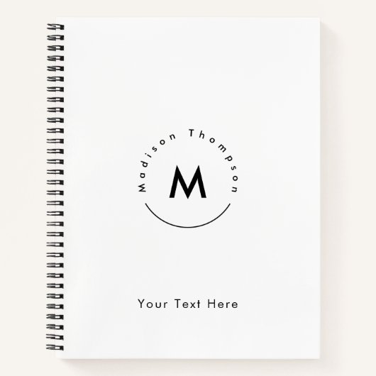 Moderne cirkel monogram persoonlijk naamlogo notitieboek (Voorkant)