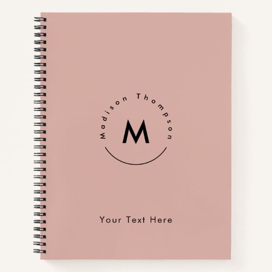 Moderne Cirkel Monogram Persoonlijke Naam Logo Roz Notitieboek (Voorkant)