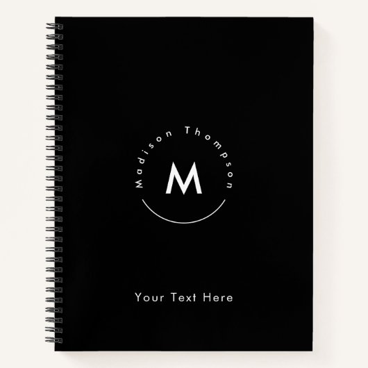 Moderne Cirkel Monogram Persoonlijke Naam Logo Zwa Notitieboek (Voorkant)