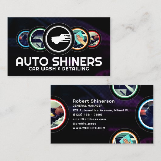 Moderne cirkel rondetafelauto visitekaartje (Voorkant / Achterkant)