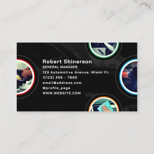 Moderne cirkel rondetafelauto visitekaartje (Achterkant)