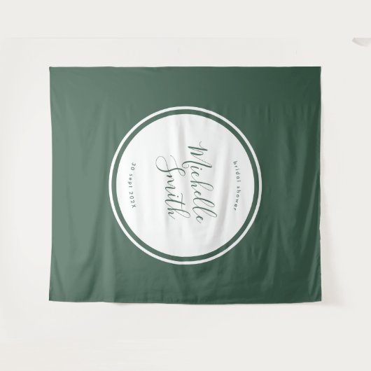 Moderne Cirkel Vlakke Smaragd Boho Groene Douche Wandkleed (Voorkant (horizontaal))