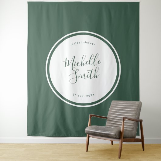 Moderne Cirkel Vlakte Smaragd Boho Groene Douche Wandkleed (In situ)
