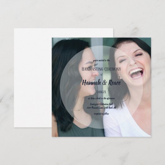 Moderne Cirkel Witte Foto Overlay Handfasting Kaart (Voorkant / Achterkant)