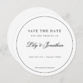 Moderne cirkel zwart wit sparen de Datum Uitnodigi Save The Date (Voorkant / Achterkant)