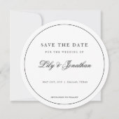 Moderne cirkel zwart wit sparen de Datum Uitnodigi Save The Date (Voorkant)