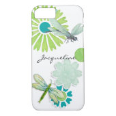Moderne cirkelbloemen op Waterverf Dragonfly Case-Mate iPhone Case (Achterkant)