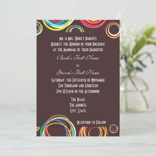 Moderne cirkels Abstracte huwelijksuitnodigingen Kaart (Staand voorkant)