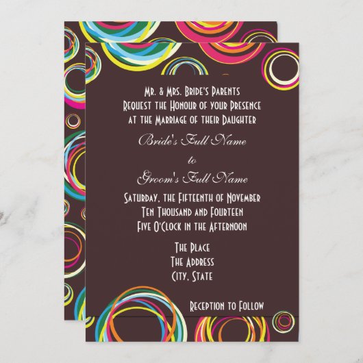 Moderne cirkels Abstracte huwelijksuitnodigingen Kaart (Voorkant / Achterkant)