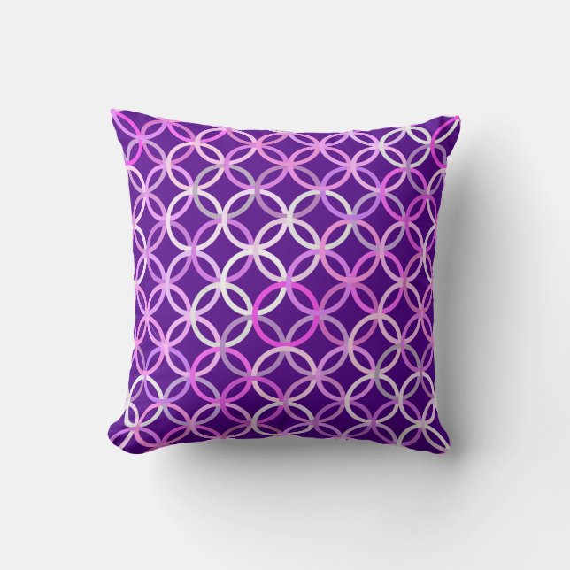 Moderne cirkels, amethyst en orchidee kussen (Voorkant)