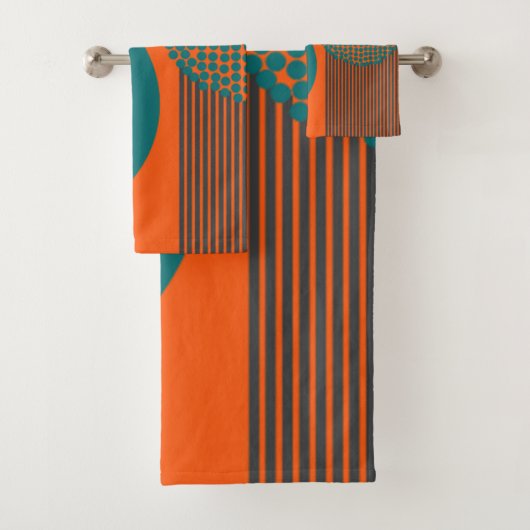 Moderne cirkels en lijnen halverwege de eeuw bad handdoek (Insitu)