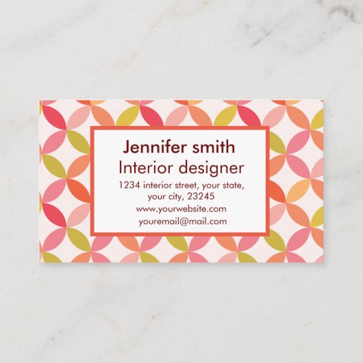 Moderne cirkels in het midden van de eeuw interieu visitekaartje (Achterkant)