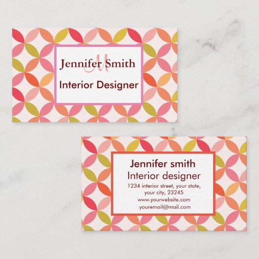 Moderne cirkels in het midden van de eeuw interieu visitekaartje (Voorkant / Achterkant)