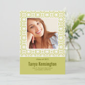 Moderne cirkels in limoengroen afstudeerontwerp aankondiging (Staand voorkant)