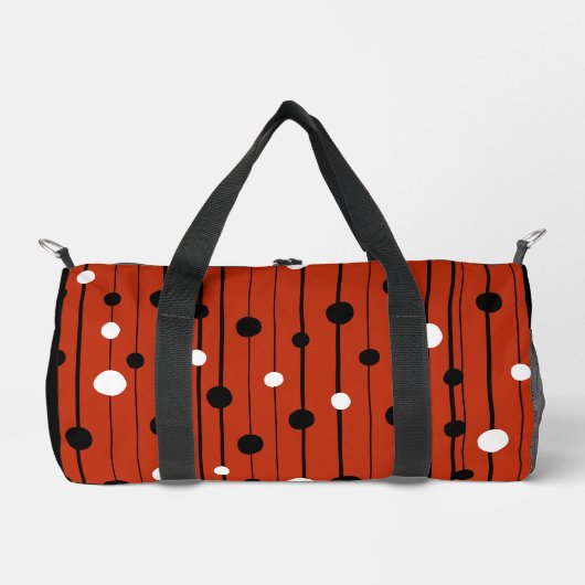 Moderne Cirkels Lijnen Patroon Rood Zwart Koel Cus Plunjezak (Voorkant)