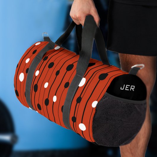 Moderne Cirkels Lijnen Patroon Rood Zwart Koel Cus Plunjezak