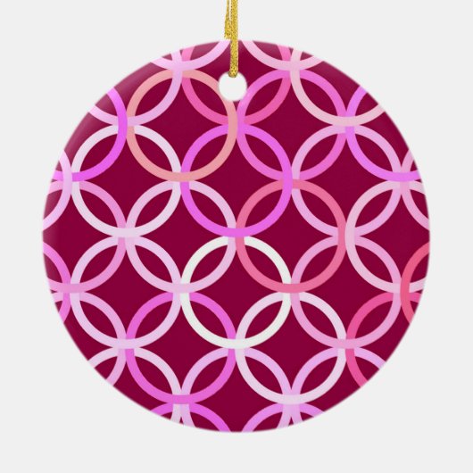 Moderne cirkels, roze en roze rond de middeleeuwen keramisch ornament (Achterkant)