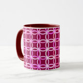 Moderne cirkels, roze en roze rond de middeleeuwen mok (Voorkant links)
