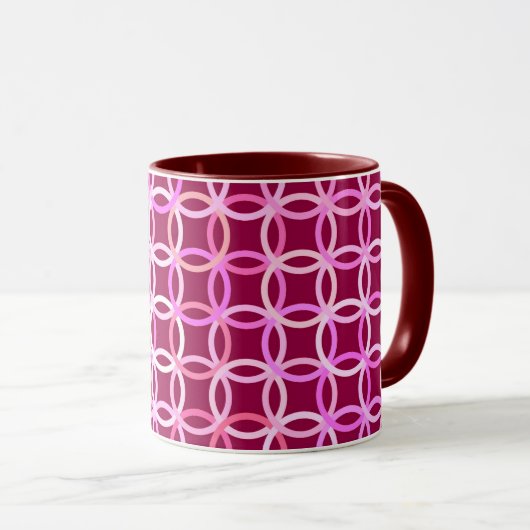 Moderne cirkels, roze en roze rond de middeleeuwen mok (Voorkant rechts)