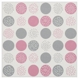 Moderne cirkels Stippen White Grey Pink Fabric Stof