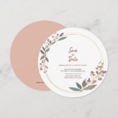 Moderne cirkelvormige eucalyptus-bloeitijd bespaar kaart (Voorkant / Achterkant)