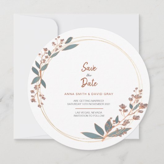 Moderne cirkelvormige eucalyptus-bloeitijd bespaar kaart (Voorkant)