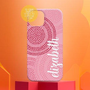 Moderne Cirkelvormige Stip Geometrisch Patroon Blu iPhone 16 Hoesje