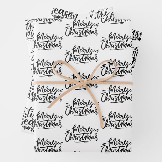 Moderne citaten met zwarte en witte kerstcadeaus inpakpapier vel (In situ)