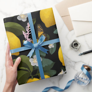 Moderne citroen citrus bloem vlinder patroon cadeaupapier